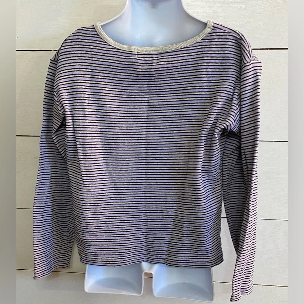 Ralph Lauren Girls’ Sz‎ 6 Purple/Black Striped Long Sleeve Cotton Shirt